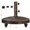 Costoffs 20’’ Outdoor Retro Patio Rolling Heavy-duty Self-Weight Market Umbrella Base Stand Round All Weather Umbrella Base Black