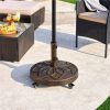 Costoffs 20’’ Outdoor Retro Patio Rolling Heavy-duty Self-Weight Market Umbrella Base Stand Round All Weather Umbrella Base Black