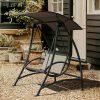 Tindell Porch Patio Swing With Adjustable Canopy, Swing With Stand, Outdoor Swings With armrests, Weather Resistant Steel Frame And PVC-Coated Polyester Fabric