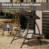 Tindell Porch Patio Swing With Adjustable Canopy, Swing With Stand, Outdoor Swings With armrests, Weather Resistant Steel Frame And PVC-Coated Polyester Fabric