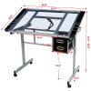 local-goods-image-201a0da2f7b-4d07a0f1-1880-4b02-9feb-3be49825bec2_1000x1000.jpeg.format Costoffs Adjustable Drawing Craft Table, 41" Glass Art Desk on Wheels with Storage Drawers for Artists & Home Office, Versatile Rolling Drawing Station, Christmas Gift