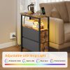 local-goods-image-20237f5034-61c4e0a2-74d1-4bef-8965-0d6a6eaee582_1600x1600.jpeg.format WHONLINE Narrow End Table Living Room with Charging Station, Skinny Side Table with Fabric Drawers, Slim LED Nightstand for Bedroom, Small Spaces, Couch, Rustic Brown