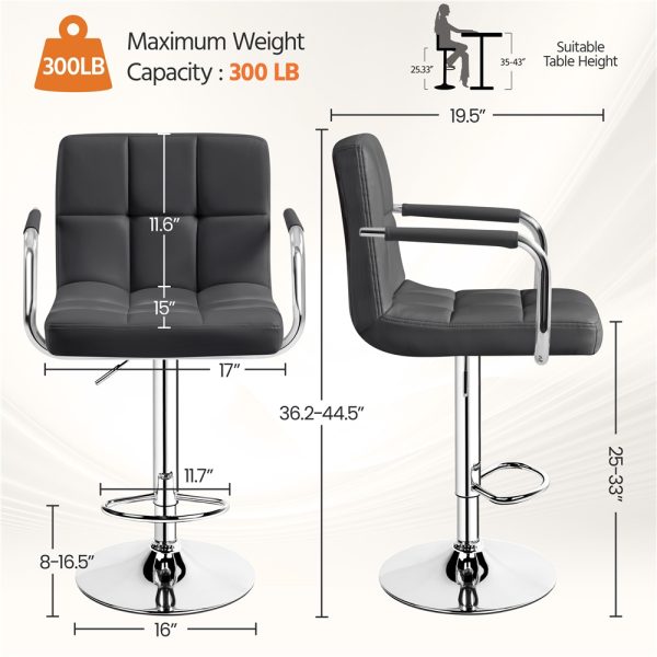 local-goods-image-20237f5034-69bd6e85-c953-469b-adea-ea3a871d740d_1000x1000.jpeg.format Costoffs 2pcs PU Leather Bar Stools Adjustable Swivel Stools Kitchen Chairs with Large Steel Base, Backrests & Footrest for Dining Room, Kitchen Island, Home Bar Counter, Christmas Gift