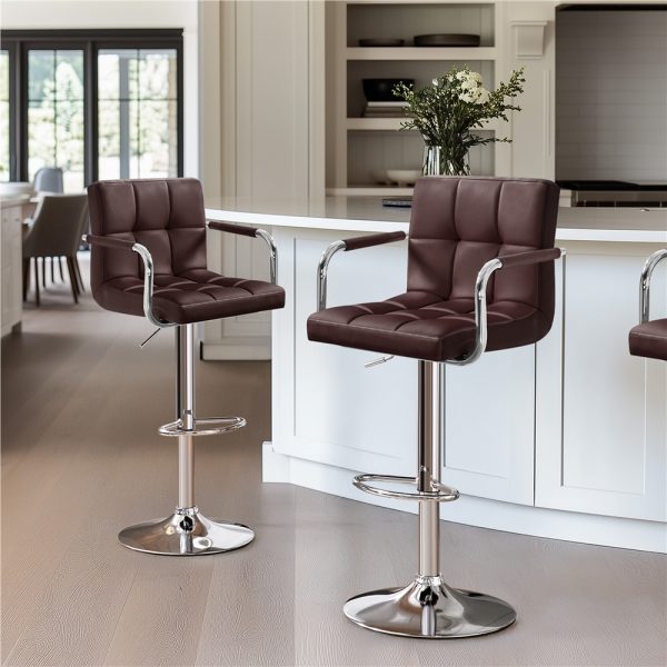 local-goods-image-20237f5034-85105ad2-ee4e-4c7d-a86d-2b940cec135a_1000x1000.jpeg.format Costoffs 2pcs PU Leather Bar Stools Adjustable Swivel Stools Kitchen Chairs with Large Steel Base, Backrests & Footrest for Dining Room, Kitchen Island, Home Bar Counter, Christmas Gift