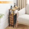 local-goods-image-20237f5034-c5d9d40a-0da3-4c62-8c49-281c98b1291f_1600x1600.jpeg.format WHONLINE Narrow End Table Living Room with Charging Station, Skinny Side Table with Fabric Drawers, Slim LED Nightstand for Bedroom, Small Spaces, Couch, Rustic Brown