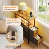 local-goods-image-20237f5034-efd394d2-924c-40b2-8ae2-b6b0a3e76e0a_1600x1600.jpeg.format WHONLINE Narrow End Table Living Room with Charging Station, Skinny Side Table with Fabric Drawers, Slim LED Nightstand for Bedroom, Small Spaces, Couch, Rustic Brown