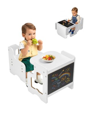 VEVOR Weaning Table and Chair Set Toddler Desk with Blackboard White