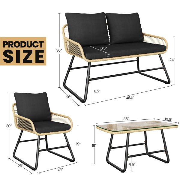 local-goods-image-2029de4b78-3c232476-0ad8-4fe4-a476-68f40cab9aaa_1000x1000.jpeg.format Costoffs 3pcs/4pcs Boho Patio Furniture Sets: Outdoor Wicker Bistro & Conversation Sets with Cushions for Balcony, Porch, Backyard, and Garden, Stylish and Comfortable Outdoor Patio Furniture, Cream/Black