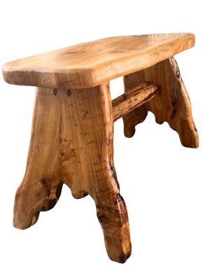 Handcrafted Natural Edge Cedar Wood Stool Versatile Indoor/Outdoor Garden Bench, Nightstand, End Table, and Plant Stand - L28in x W14in x H17.5in