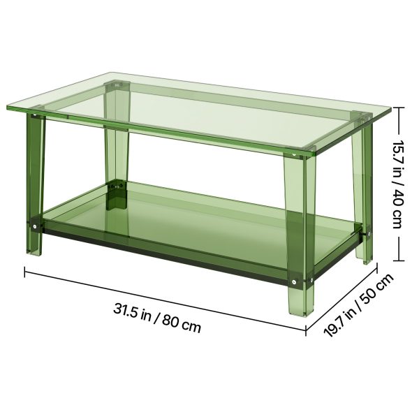 local-goods-image-2066d90d9c-3461675a-311d-4668-8371-336208e79b1f_1600x1600.jpeg.format-1 VEVOR Acrylic Coffee Table, 2 Tiers Center Table with Storage Shelf, Modern Rectangle Acrylic Coffee Desk, Ideal for Dining Room, Kitchen Island, Restaurant, Office, 19.7 x 31.5 x 15 in / 19.7 x 31.5 x 15.7 in (Green/Clear)
