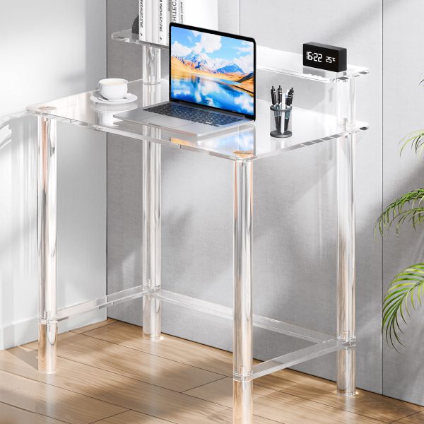 local-goods-image-2066d90d9c-45d920f8-ad99-467c-a58a-ae7393810bae_1600x1600.jpeg.format VEVOR Acrylic Table, 2 Tiers Clear Office Desk with Monitor Stand, Acrylic Study Computer Desk, Modern Side End Table Nightstand for Bedroom, Office, Study, Cloakroom, 19.7 x 31.5 x 34.7 in (Clear)