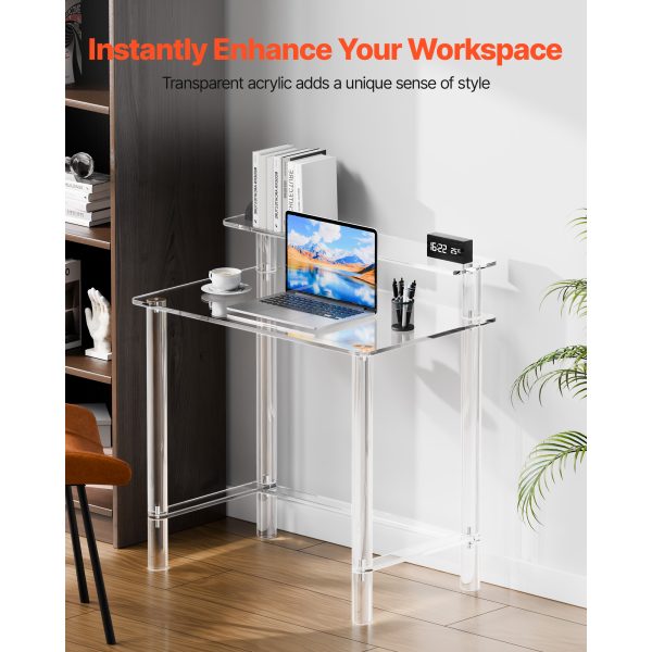 local-goods-image-2066d90d9c-46eb6232-f37d-4d1d-aa27-00dedee7651e_2000x2000.jpeg.format VEVOR Acrylic Table, 2 Tiers Clear Office Desk with Monitor Stand, Acrylic Study Computer Desk, Modern Side End Table Nightstand for Bedroom, Office, Study, Cloakroom, 19.7 x 31.5 x 34.7 in (Clear)