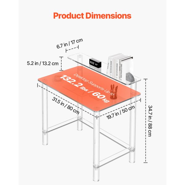 local-goods-image-2066d90d9c-7639760a-c371-40fe-861a-5cf5eb8f4d1d_2000x2000.jpeg.format VEVOR Acrylic Table, 2 Tiers Clear Office Desk with Monitor Stand, Acrylic Study Computer Desk, Modern Side End Table Nightstand for Bedroom, Office, Study, Cloakroom, 19.7 x 31.5 x 34.7 in (Clear)
