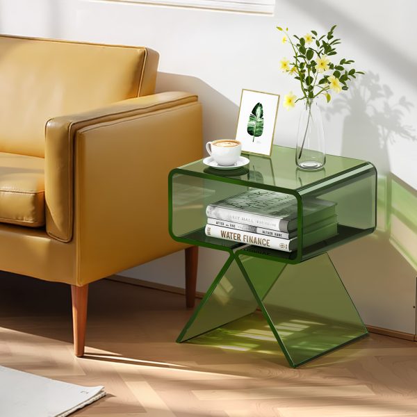 local-goods-image-2066d90d9c-7bf28dbd-39d1-43d0-b0dd-69adc8e79ef1_1600x1600.jpeg.format VEVOR Acrylic Nightstand Side Table, Modern Clear Bedside Table with Storage Shelf, Transparent Small End Desk for Living Room, Bedroom, Home Decor, No Assembly Needed, 11.8 x 15.4 x 17 in (Green)