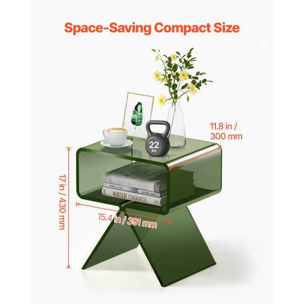 local-goods-image-2066d90d9c-a1c8c552-b425-4f83-aa14-1b8ab06092b0_2000x2000.jpeg.format VEVOR Acrylic Nightstand Side Table, Modern Clear Bedside Table with Storage Shelf, Transparent Small End Desk for Living Room, Bedroom, Home Decor, No Assembly Needed, 11.8 x 15.4 x 17 in (Green)