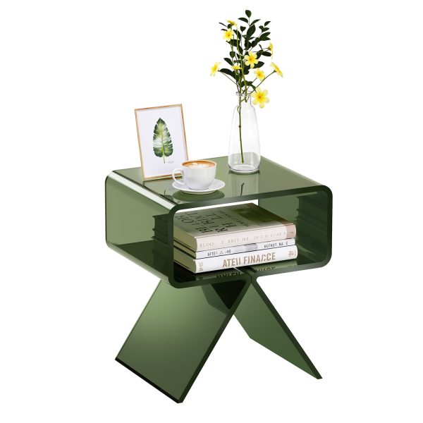 local-goods-image-2066d90d9c-b31bbee0-a20e-45bc-afa3-8954d696e00d_1600x1600.jpeg.format VEVOR Acrylic Nightstand Side Table, Modern Clear Bedside Table with Storage Shelf, Transparent Small End Desk for Living Room, Bedroom, Home Decor, No Assembly Needed, 11.8 x 15.4 x 17 in (Green)