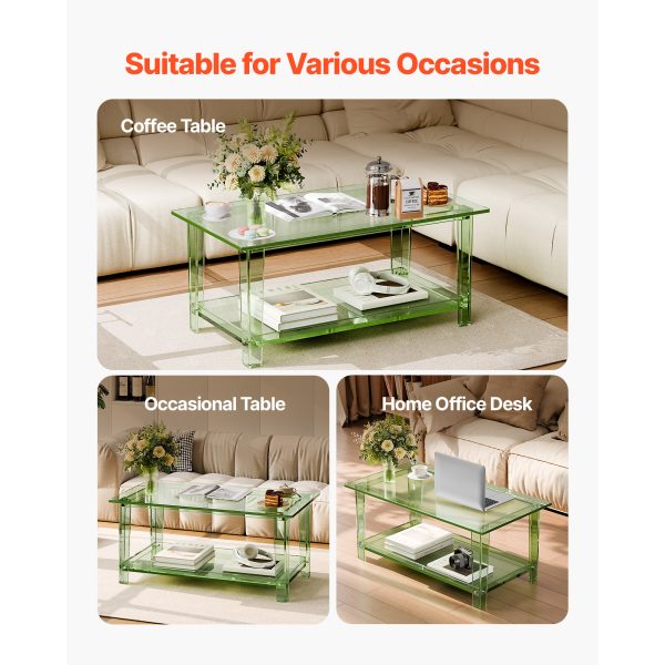 local-goods-image-2066d90d9c-c90622e2-66be-4ff6-ada1-99baa74c8058_2000x2000.jpeg.format VEVOR Acrylic Coffee Table, 2 Tiers Center Table with Storage Shelf, Modern Rectangle Acrylic Coffee Desk, Ideal for Dining Room, Kitchen Island, Restaurant, Office, 19.7 x 31.5 x 15 in / 19.7 x 31.5 x 15.7 in (Green/Clear)
