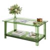 local-goods-image-2066d90d9c-cacb2ded-46cc-4efd-b171-95052ac391f5_1600x1600.jpeg.format VEVOR Acrylic Coffee Table, 2 Tiers Center Table with Storage Shelf, Modern Rectangle Acrylic Coffee Desk, Ideal for Dining Room, Kitchen Island, Restaurant, Office, 19.7 x 31.5 x 15 in / 19.7 x 31.5 x 15.7 in (Green/Clear)
