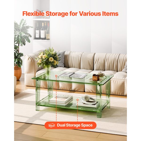 local-goods-image-2066d90d9c-d3b4a9b0-9350-4f52-aa2b-cfea284dd4ee_2000x2000.jpeg.format-1 VEVOR Acrylic Coffee Table, 2 Tiers Center Table with Storage Shelf, Modern Rectangle Acrylic Coffee Desk, Ideal for Dining Room, Kitchen Island, Restaurant, Office, 19.7 x 31.5 x 15 in / 19.7 x 31.5 x 15.7 in (Green/Clear)