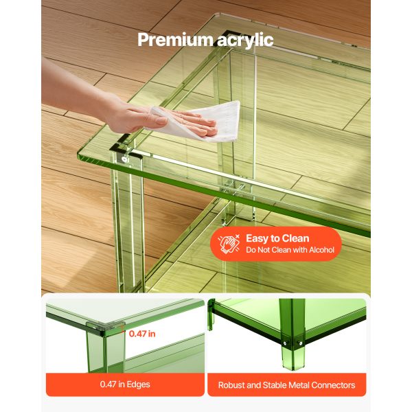 local-goods-image-2066d90d9c-e277ac13-bace-415b-a80b-8faf9f59c7b4_2000x2000.jpeg.format VEVOR Acrylic Coffee Table, 2 Tiers Center Table with Storage Shelf, Modern Rectangle Acrylic Coffee Desk, Ideal for Dining Room, Kitchen Island, Restaurant, Office, 19.7 x 31.5 x 15 in / 19.7 x 31.5 x 15.7 in (Green/Clear)