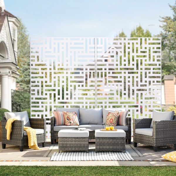 VEVOR Metal Privacy Screen 47" x 76" Outdoor Privacy Screens & Panels White