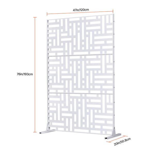 VEVOR Metal Privacy Screen 47" x 76" Outdoor Privacy Screens & Panels White