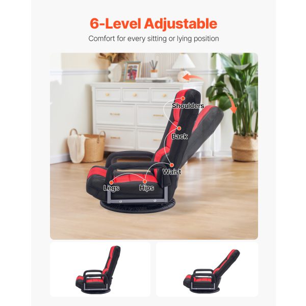 local-goods-image-2079f62283-6789a3c1-08d3-41e8-a096-2240065b6cee_1500x1500.jpeg.format VEVOR Swivel Floor Gaming Chair, 360-Degree Rotating Floor Chair with 4 Adjustable Position Folding Backrest and Lumbar Support, Folding Video Reclining Sofa for Watching TV Reading Playing Game, Gray No armrests/with handrails