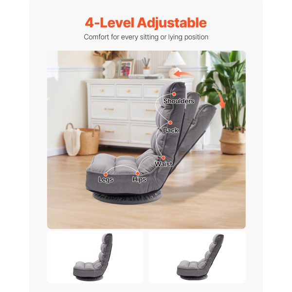 local-goods-image-2079f62283-e298e883-0828-446f-addc-da6d6be403c7_1500x1500.jpeg.format VEVOR Swivel Floor Gaming Chair, 360-Degree Rotating Floor Chair with 4 Adjustable Position Folding Backrest and Lumbar Support, Folding Video Reclining Sofa for Watching TV Reading Playing Game, Gray No armrests/with handrails