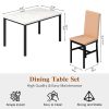 Modern Patio Dining Set for 4, 5-Piece Dining Table Set with 4 Chairs & Faux Marble Table for Small Space, Kitchen Dining Table Set with MDF Broad & Metal Frame for Patio, Dining Room, Kitchen