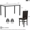 Modern Patio Dining Set for 4, 5-Piece Dining Table Set with 4 Chairs & Faux Marble Table for Small Space, Kitchen Dining Table Set with MDF Broad & Metal Frame for Patio, Dining Room, Kitchen