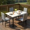 Modern Patio Dining Set for 4, 5-Piece Dining Table Set with 4 Chairs & Faux Marble Table for Small Space, Kitchen Dining Table Set with MDF Broad & Metal Frame for Patio, Dining Room, Kitchen