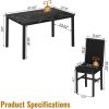 Modern Patio Dining Set for 4, 5-Piece Dining Table Set with 4 Chairs & Faux Marble Table for Small Space, Kitchen Dining Table Set with MDF Broad & Metal Frame for Patio, Dining Room, Kitchen