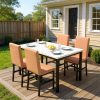 Modern Patio Dining Set for 4, 5-Piece Dining Table Set with 4 Chairs & Faux Marble Table for Small Space, Kitchen Dining Table Set with MDF Broad & Metal Frame for Patio, Dining Room, Kitchen