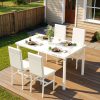 Modern Patio Dining Set for 4, 5-Piece Dining Table Set with 4 Chairs & Faux Marble Table for Small Space, Kitchen Dining Table Set with MDF Broad & Metal Frame for Patio, Dining Room, Kitchen