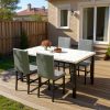 Modern Patio Dining Set for 4, 5-Piece Dining Table Set with 4 Chairs & Faux Marble Table for Small Space, Kitchen Dining Table Set with MDF Broad & Metal Frame for Patio, Dining Room, Kitchen