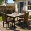 Modern Patio Dining Set for 4, 5-Piece Dining Table Set with 4 Chairs & Faux Marble Table for Small Space, Kitchen Dining Table Set with MDF Broad & Metal Frame for Patio, Dining Room, Kitchen