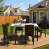 Modern Patio Dining Set for 4, 5-Piece Dining Table Set with 4 Chairs & Faux Marble Table for Small Space, Kitchen Dining Table Set with MDF Broad & Metal Frame for Patio, Dining Room, Kitchen