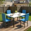 Modern Patio Dining Set for 4, 5-Piece Dining Table Set with 4 Chairs & Faux Marble Table for Small Space, Kitchen Dining Table Set with MDF Broad & Metal Frame for Patio, Dining Room, Kitchen