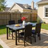 Modern Patio Dining Set for 4, 5-Piece Dining Table Set with 4 Chairs & Faux Marble Table for Small Space, Kitchen Dining Table Set with MDF Broad & Metal Frame for Patio, Dining Room, Kitchen