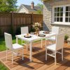 Modern Patio Dining Set for 4, 5-Piece Dining Table Set with 4 Chairs & Faux Marble Table for Small Space, Kitchen Dining Table Set with MDF Broad & Metal Frame for Patio, Dining Room, Kitchen