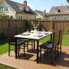 Modern Patio Dining Set for 4, 5-Piece Dining Table Set with 4 Chairs & Faux Marble Table for Small Space, Kitchen Dining Table Set with MDF Broad & Metal Frame for Patio, Dining Room, Kitchen