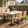 Modern Patio Dining Set for 4, 5-Piece Dining Table Set with 4 Chairs & Faux Marble Table for Small Space, Kitchen Dining Table Set with MDF Broad & Metal Frame for Patio, Dining Room, Kitchen