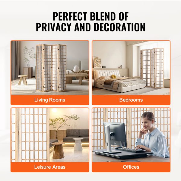 local-goods-image-2079f64092-098f87f1-f84d-4a2f-b174-176e47506146_1600x1600.jpeg.format VEVOR Room Divider, 4 Panel / 6 Panel Japanese Room Divider, Folding Privacy Screen Indoor, Portable Partition Dividers and Decoration Screens, for Room Separation, Home, Office, Restaurant & Bedroom (Natural / Black)