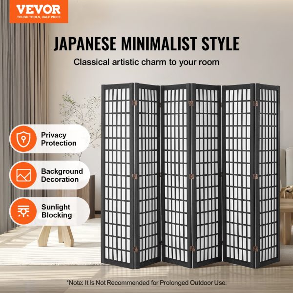 local-goods-image-2079f64092-836263ed-725d-4f30-ac54-c15a11435a0a_1600x1600.jpeg.format VEVOR Room Divider, 4 Panel / 6 Panel Japanese Room Divider, Folding Privacy Screen Indoor, Portable Partition Dividers and Decoration Screens, for Room Separation, Home, Office, Restaurant & Bedroom (Natural / Black)