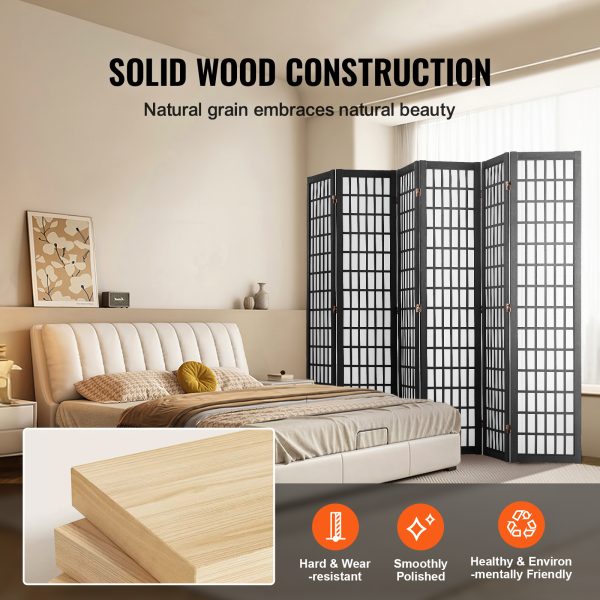 local-goods-image-2079f64092-a18a88c4-8b0b-4162-bfcb-19e5d52592b6_1600x1600.jpeg.format VEVOR Room Divider, 4 Panel / 6 Panel Japanese Room Divider, Folding Privacy Screen Indoor, Portable Partition Dividers and Decoration Screens, for Room Separation, Home, Office, Restaurant & Bedroom (Natural / Black)