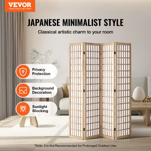 local-goods-image-2079f64092-b8aefc7e-2801-4120-8520-b259ce07c36f_1600x1600.jpeg.format VEVOR Room Divider, 4 Panel / 6 Panel Japanese Room Divider, Folding Privacy Screen Indoor, Portable Partition Dividers and Decoration Screens, for Room Separation, Home, Office, Restaurant & Bedroom (Natural / Black)