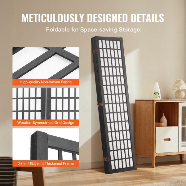 local-goods-image-2079f64092-bf0c97a0-553d-4f9e-9afb-ae6da4858217_1600x1600.jpeg.format VEVOR Room Divider, 4 Panel / 6 Panel Japanese Room Divider, Folding Privacy Screen Indoor, Portable Partition Dividers and Decoration Screens, for Room Separation, Home, Office, Restaurant & Bedroom (Natural / Black)
