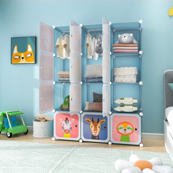 local-goods-image-2079f64092-d76d5f7e-35b2-4f38-8109-c6ded1e8ca44 COSYWAY 12-Cube Kids Wardrobe Baby Dresser Bedroom Armoire Clothes Hanging Closet w/Door