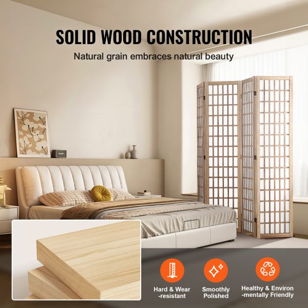 local-goods-image-2079f64092-e6f6a8d0-bc5f-4101-9efc-272d068f7475_1600x1600.jpeg.format VEVOR Room Divider, 4 Panel / 6 Panel Japanese Room Divider, Folding Privacy Screen Indoor, Portable Partition Dividers and Decoration Screens, for Room Separation, Home, Office, Restaurant & Bedroom (Natural / Black)