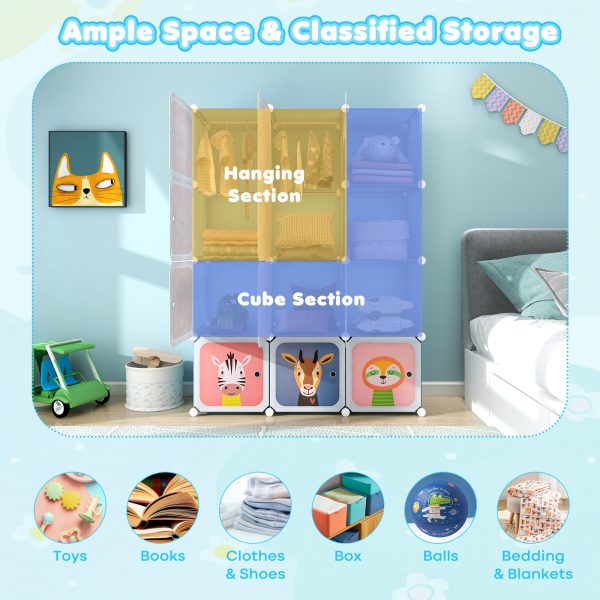 local-goods-image-2079f64092-f74432d5-60be-4d9a-8866-61cafc5cd8a9 COSYWAY 12-Cube Kids Wardrobe Baby Dresser Bedroom Armoire Clothes Hanging Closet w/Door